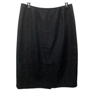 Le Suit Black Jacquard Shimmer Knee Length Pencil Skirt Glam Sz 6